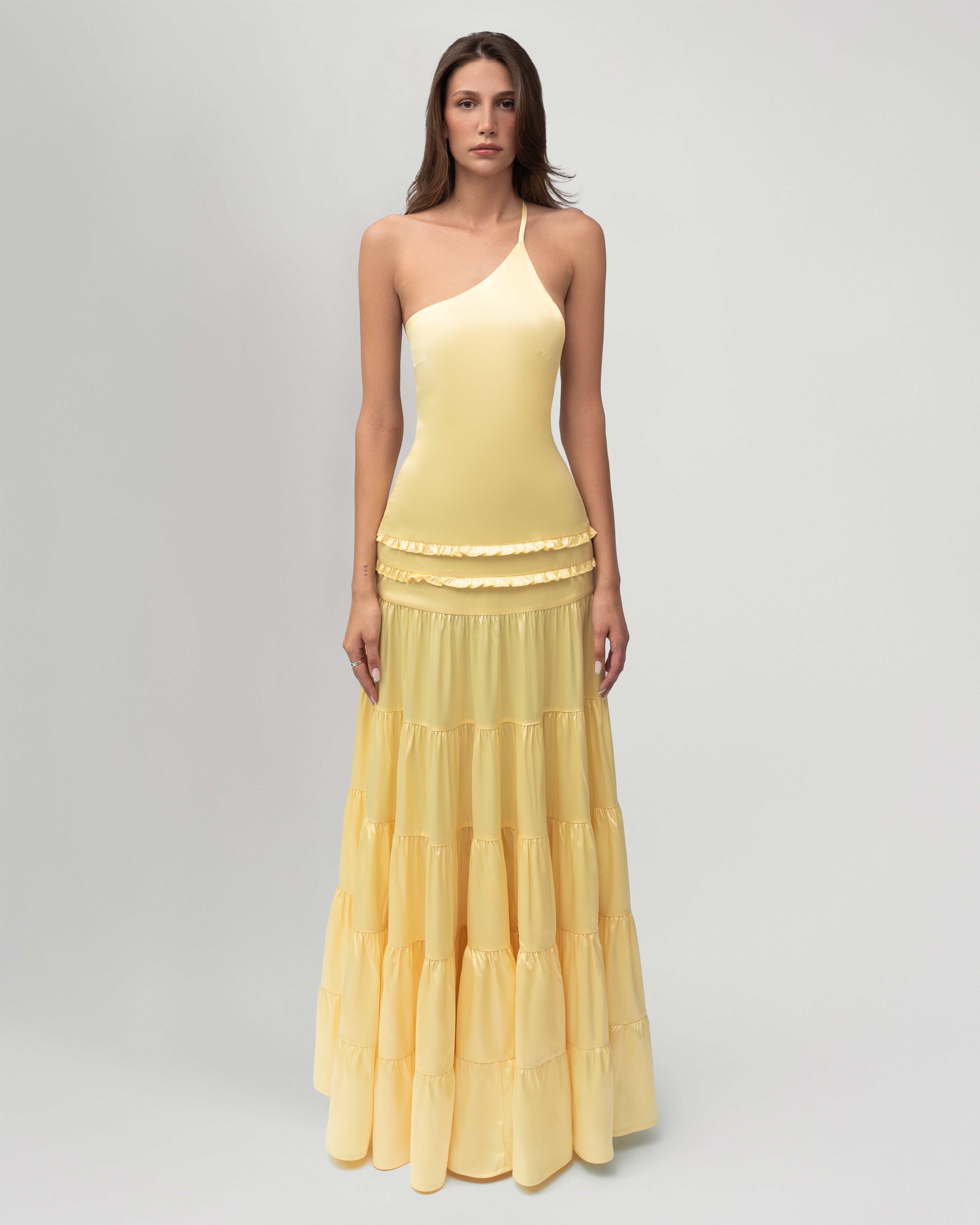 Vestido Longo Acetinado Costas Aberta Modern Athena