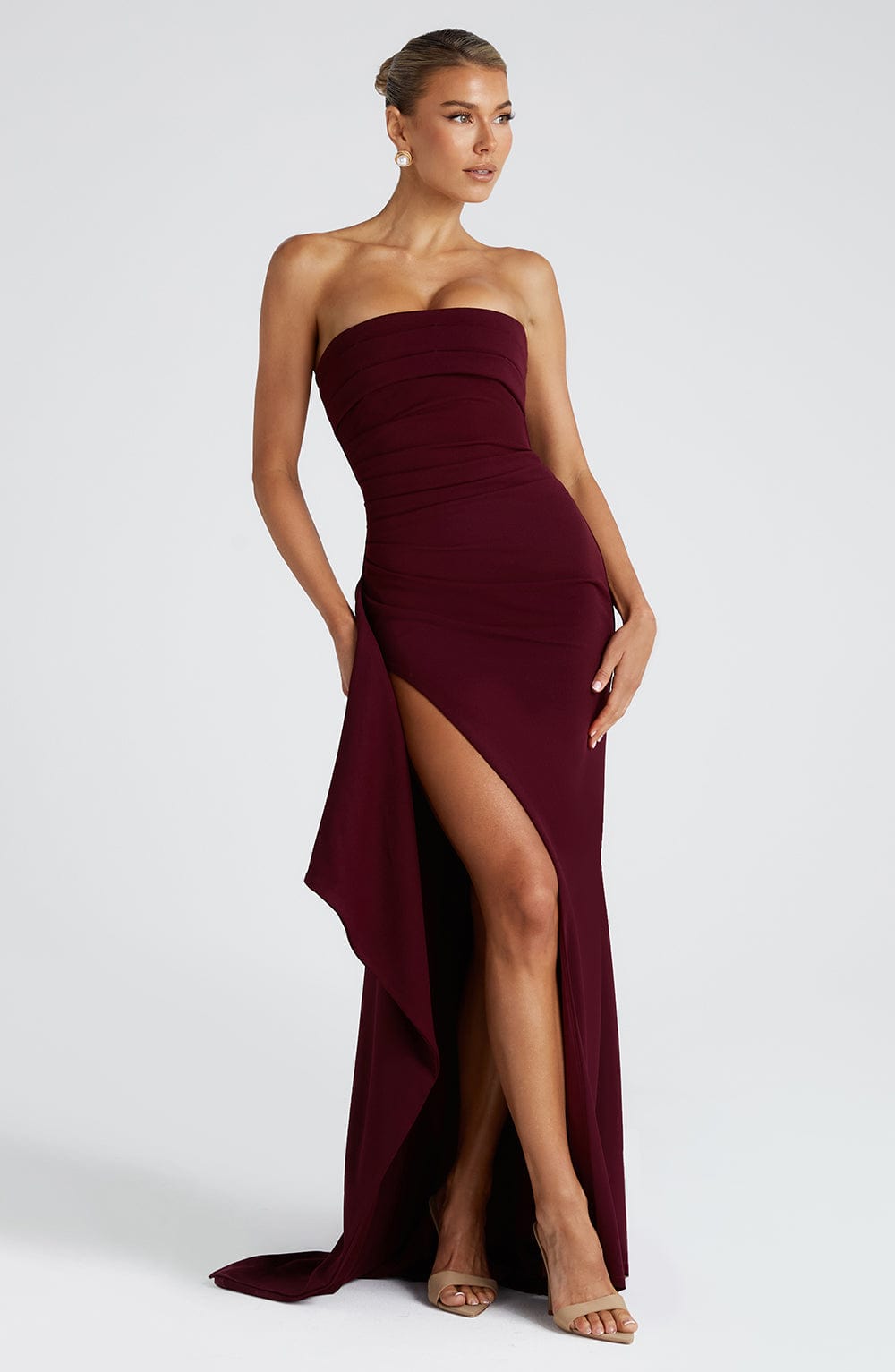 Vestido Longo Sem Alças com Fenda Modern Elizabeth