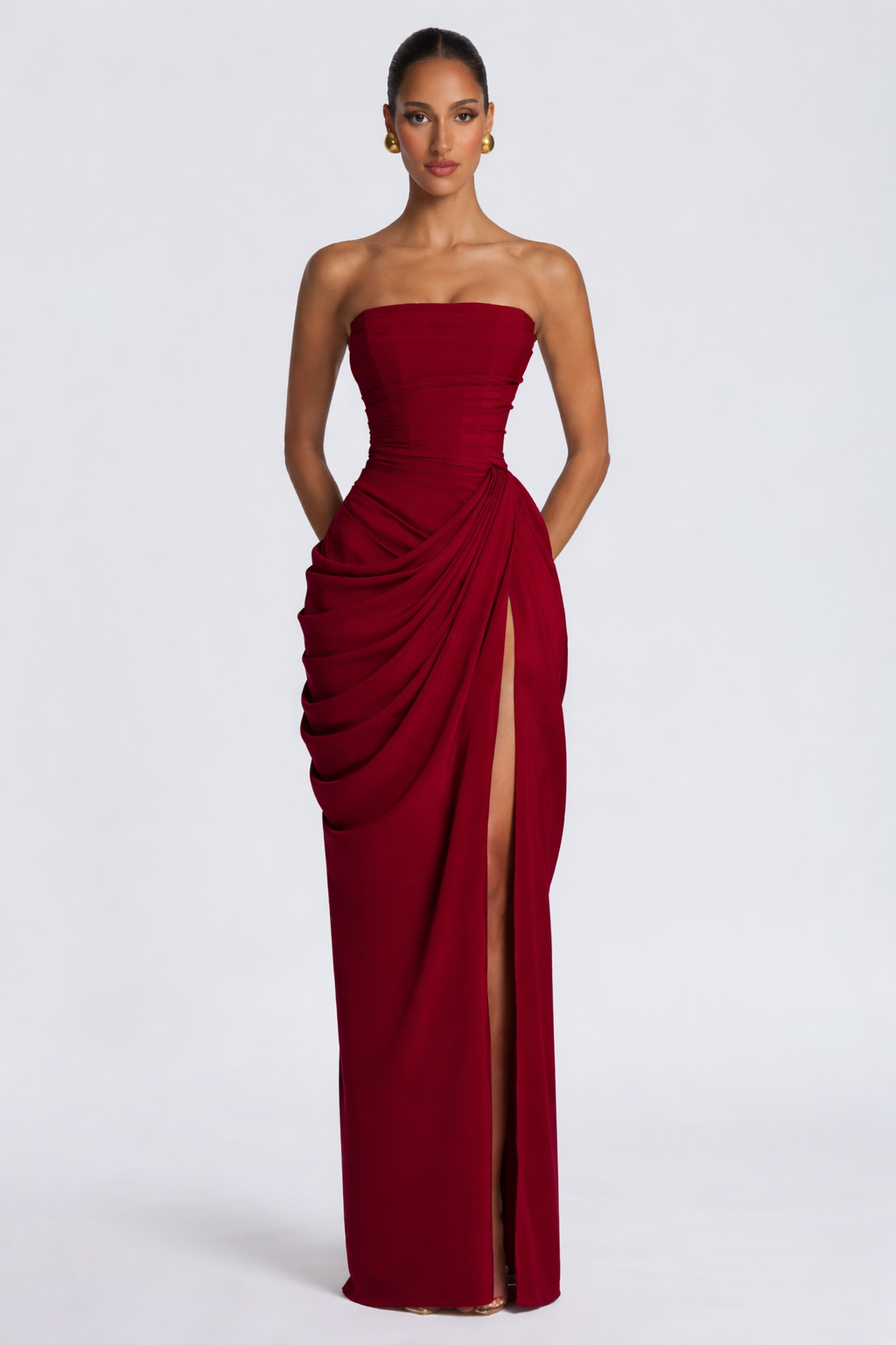 Vestido Longo sem Alças com Fenda Modern Cyra