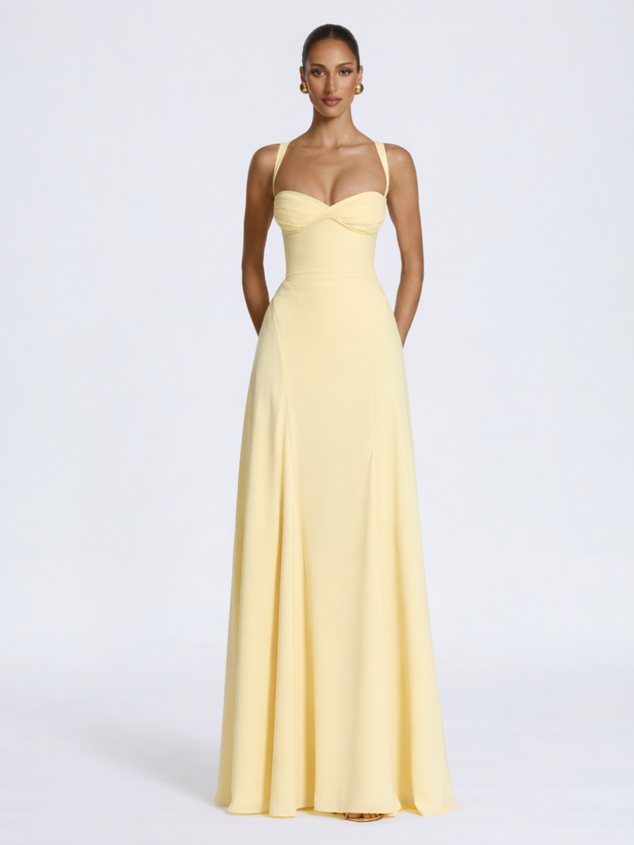 Vestido Longo com Alças e Ajustes nas Costas Modern Irie