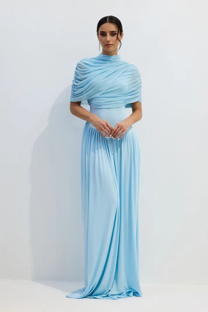Vestido Longo Drapeado Assimétrico Modern Catherine