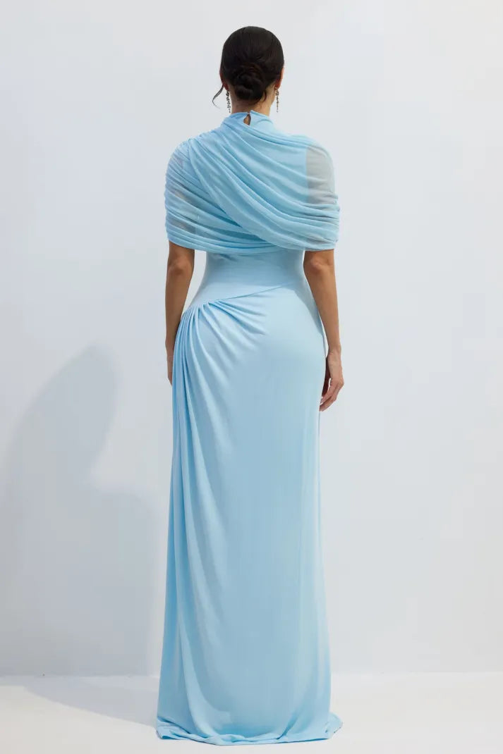 Vestido Longo Drapeado Assimétrico Modern Catherine