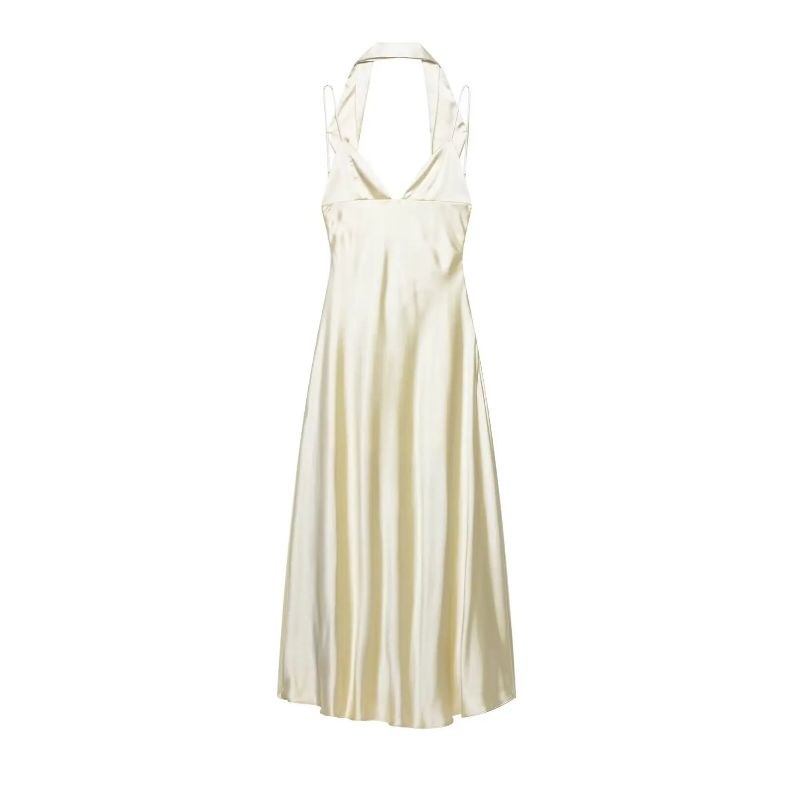 Vestido Longo Cetim Cremoso Modern Zêra
