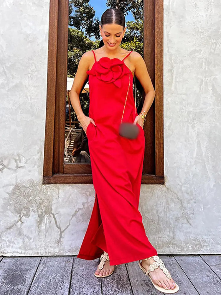Vestido de Verão Longo Modern Maldivas com Flor