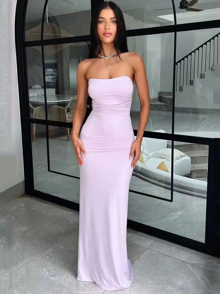 Vestido Longo Sem Alças com Amarraçoes e Empina Bumbum Modern Luane - FULL