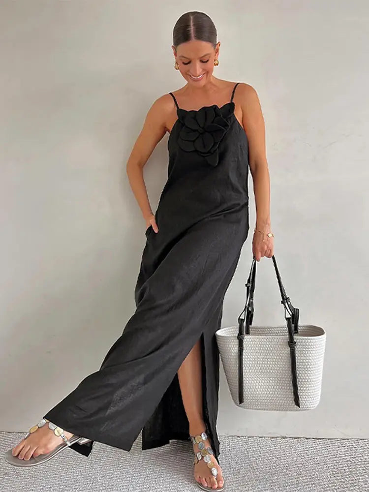 Vestido de Verão Longo Modern Maldivas com Flor