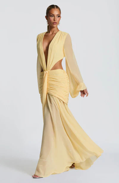 Vestido Longo Manga Comprida em Tule Modern Kyra