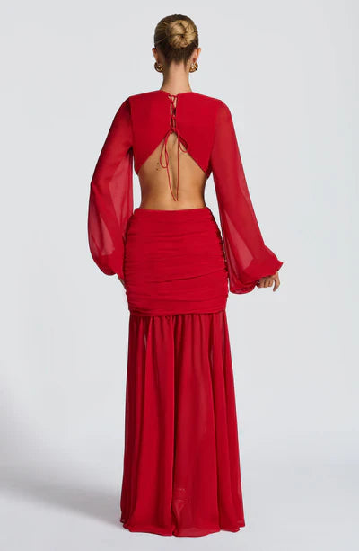 Vestido Longo Manga Comprida em Tule Modern Kyra