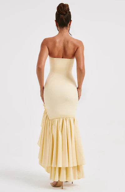 Vestido Longo com Fenda de Babados Modern Angelina
