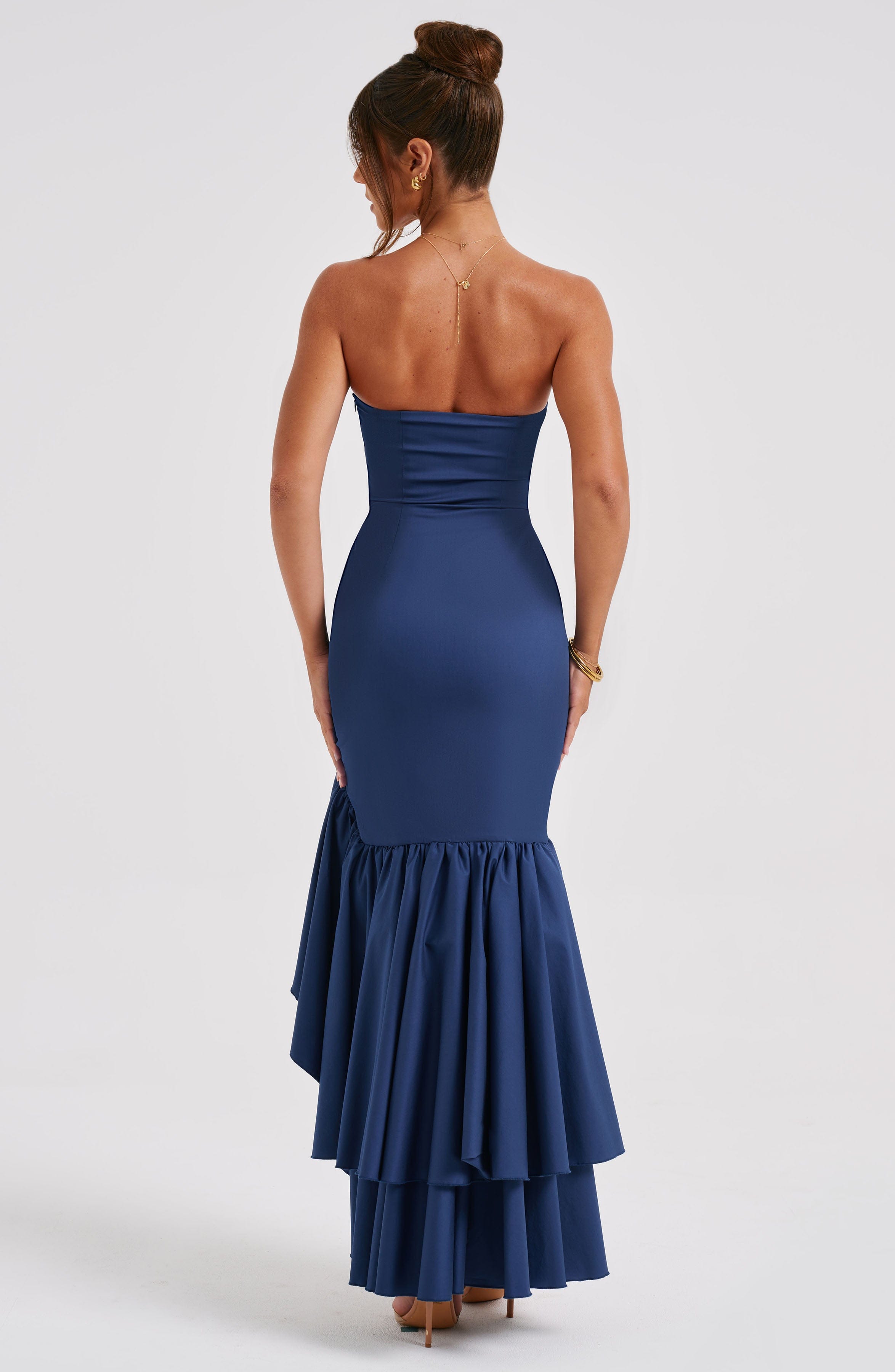 Vestido Longo com Fenda de Babados Modern Angelina