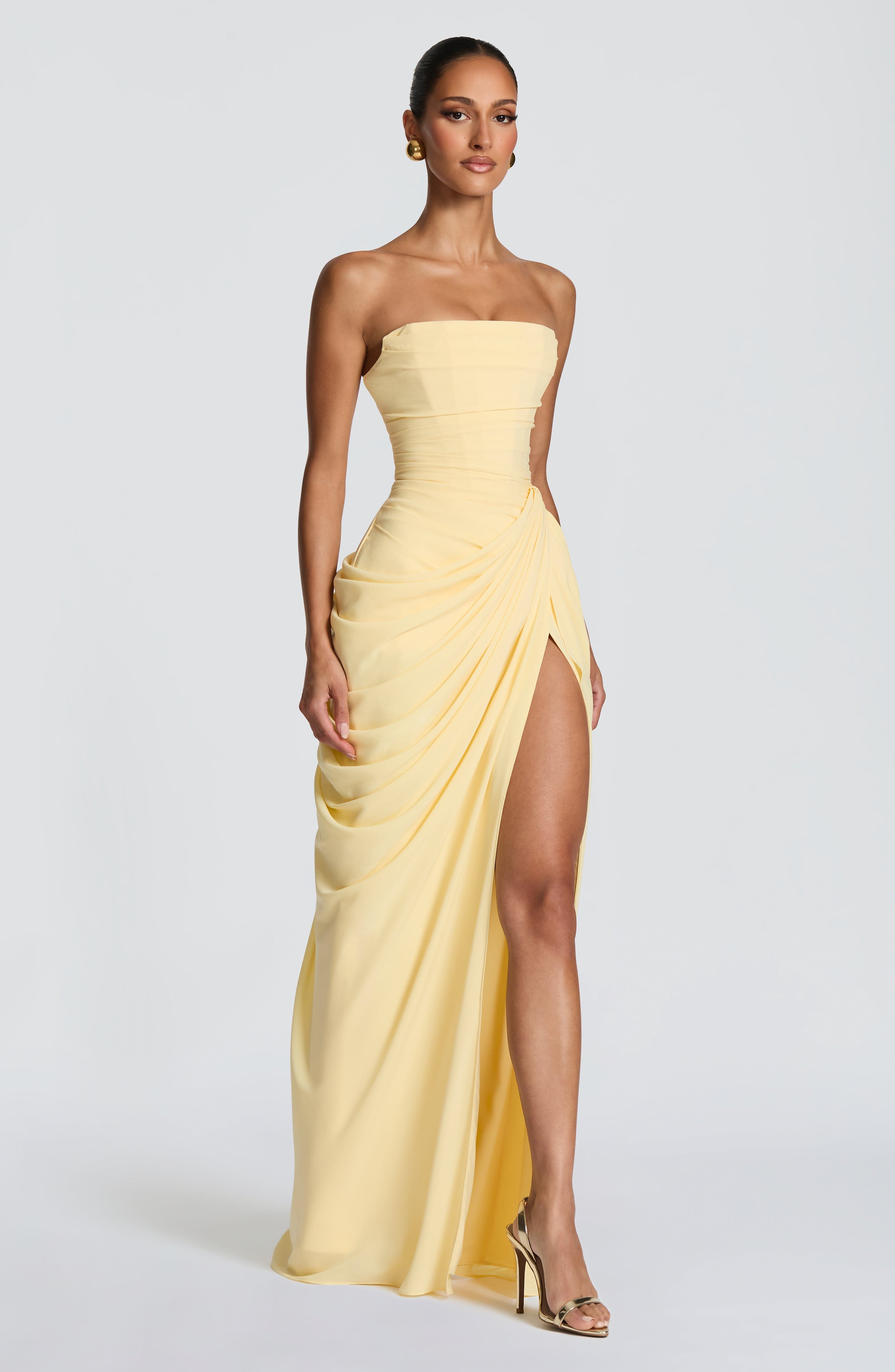 Vestido Longo sem Alças com Fenda Modern Cyra