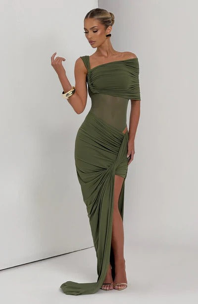 Vestido Longo Assimétrico com Fenda Modern Azurae