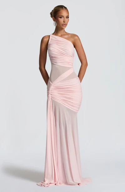 Vestido Longo Drapeado com Tule Modern Marianne