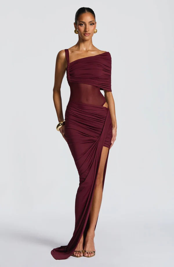 Vestido Longo Assimétrico com Fenda Modern Azurae