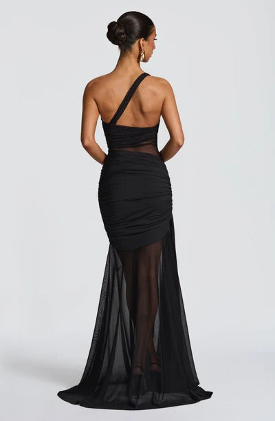 Vestido Longo Drapeado com Tule Modern Marianne