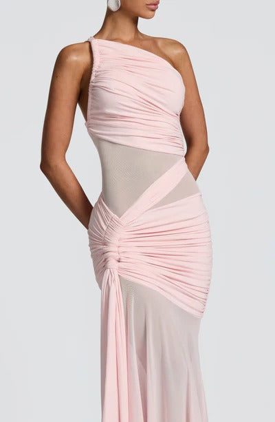 Vestido Longo Drapeado com Tule Modern Marianne
