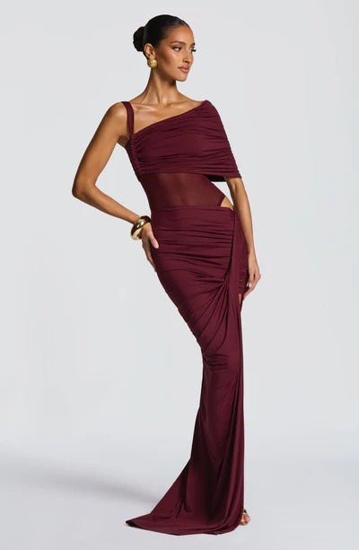Vestido Longo Assimétrico com Fenda Modern Azurae