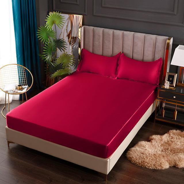 Conjunto Sleep Luxury™ de Lençol + Fronhas em Cetim / Ganhe Um Cobre Leito em Cetim de Brinde!