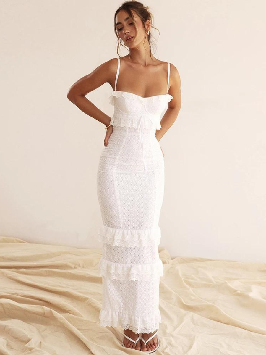 Vestido Longo com Babados Laise Lolla - GOLDEN ERA