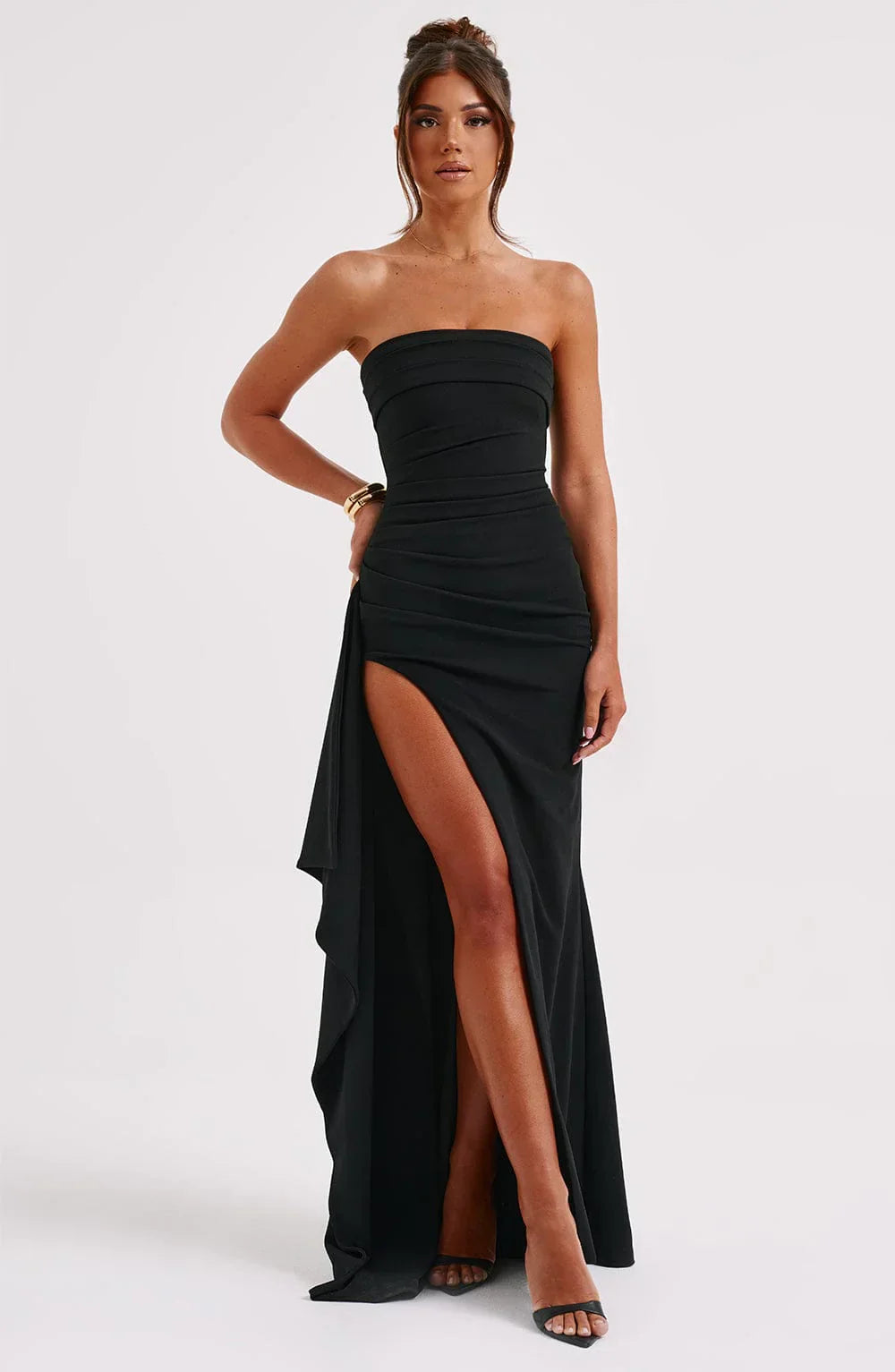 Vestido Longo Sem Alças com Fenda Modern Elizabeth