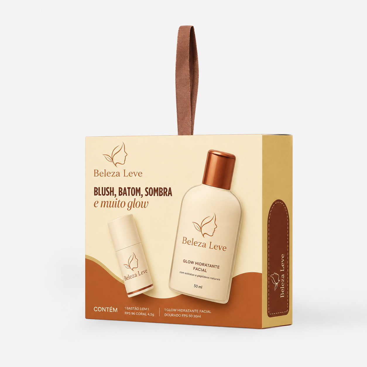 Blush, batom e sombra e muito glow