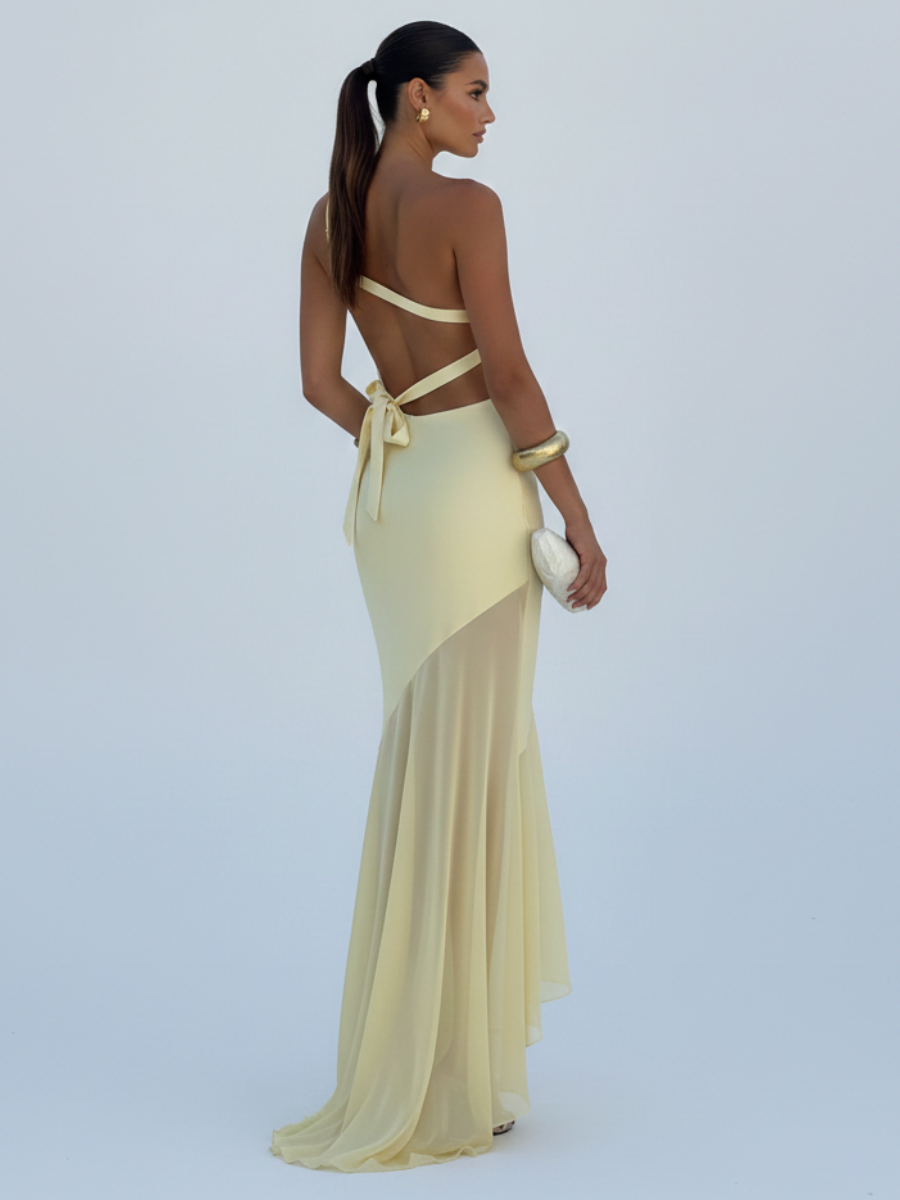 Vestido Longo Cetim Costas Aberta Modern Allure