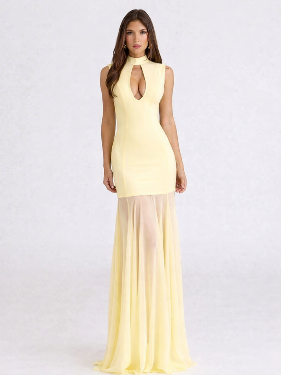 Vestido Longo Com Tule Modern Jholie