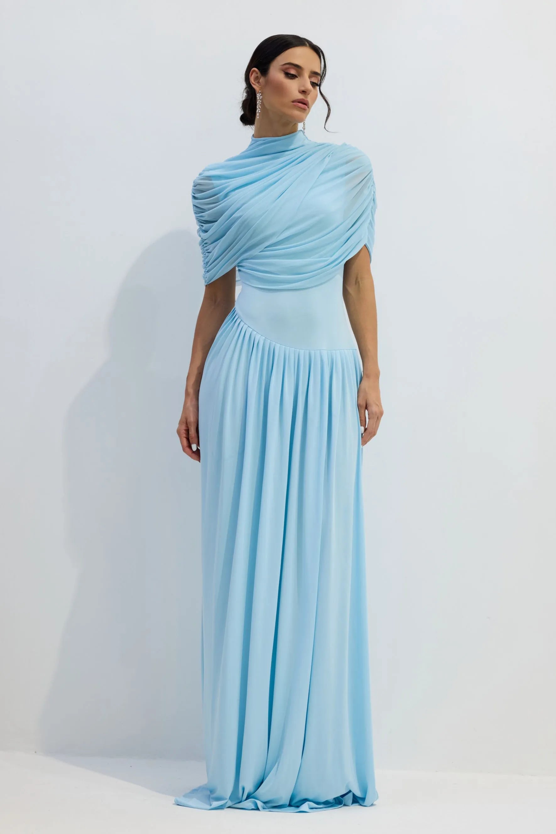 Vestido Longo Drapeado Assimétrico Modern Catherine