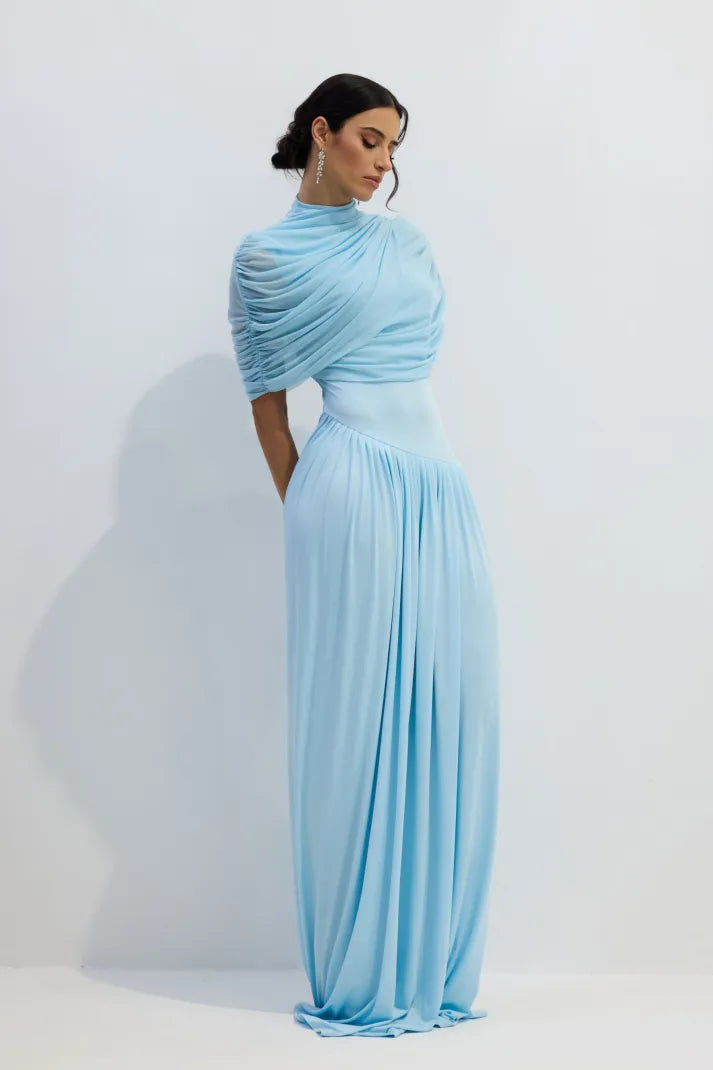 Vestido Longo Drapeado Assimétrico Modern Catherine
