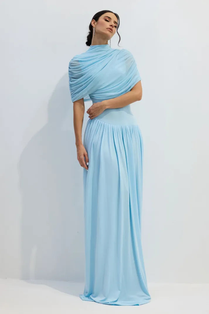 Vestido Longo Drapeado Assimétrico Modern Catherine