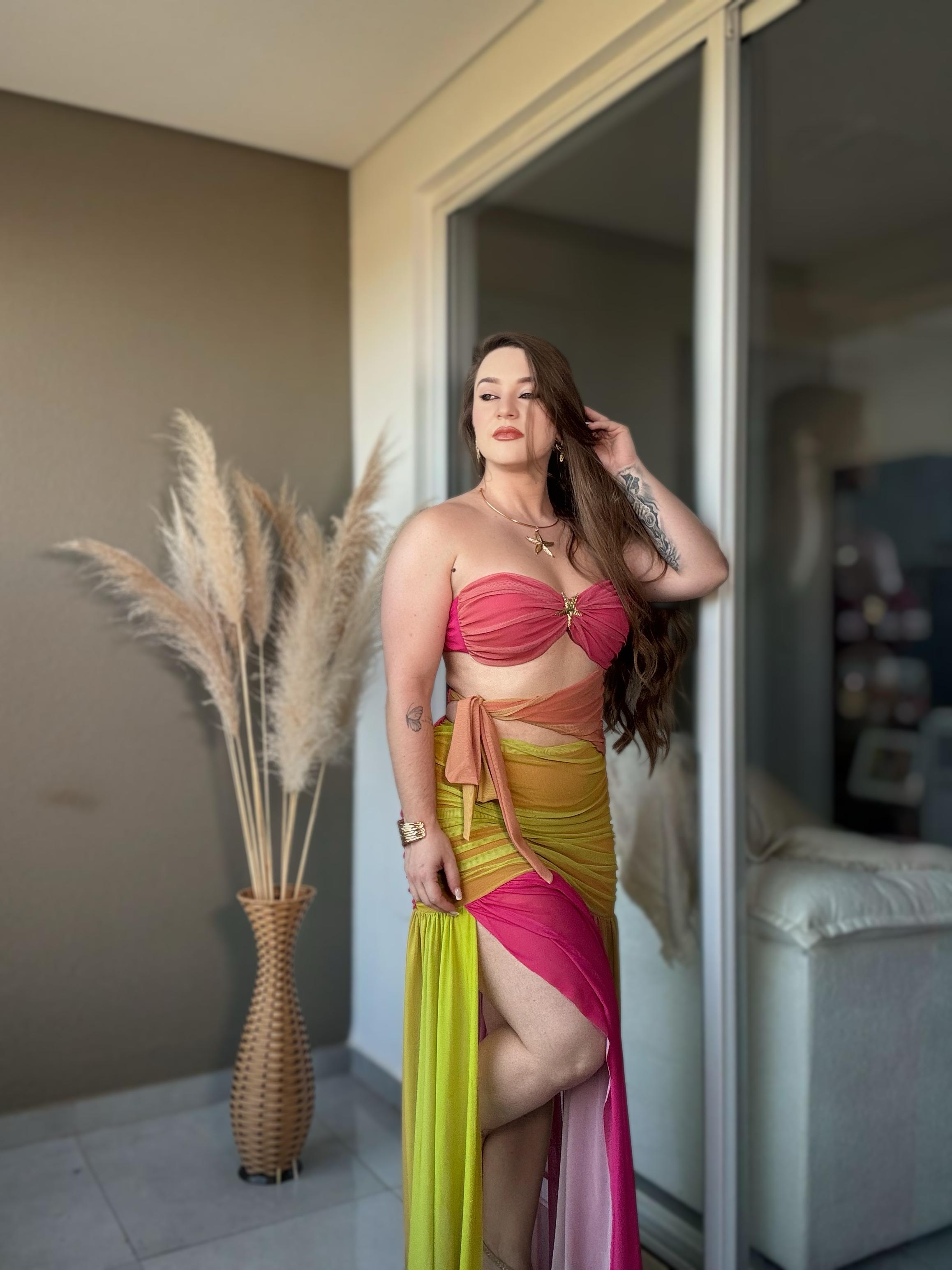 Vestido Longo Sem Alças Degradê Maré