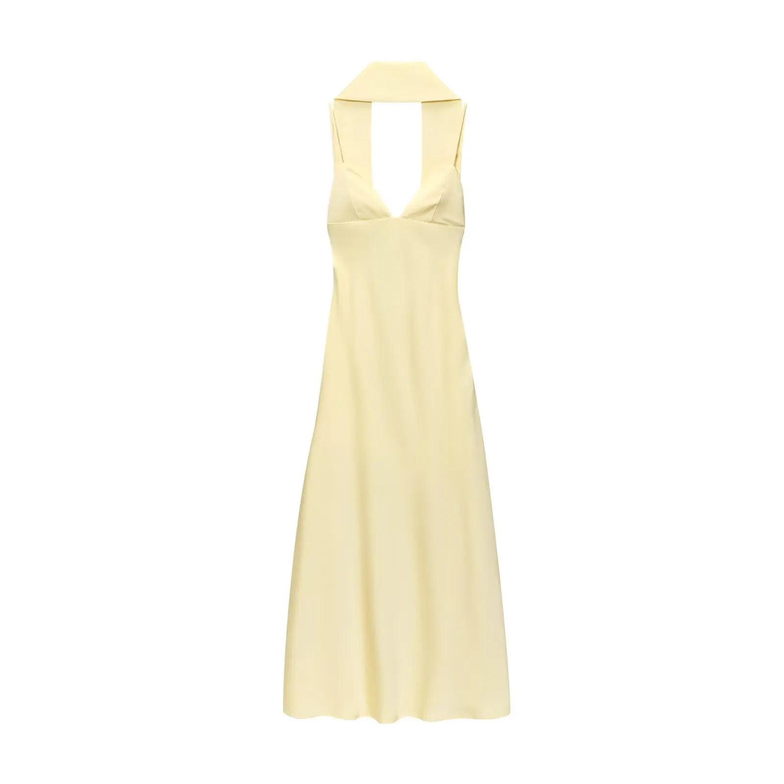 Vestido Longo Cetim Cremoso Modern Zêra