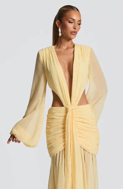 Vestido Longo Manga Comprida em Tule Modern Kyra