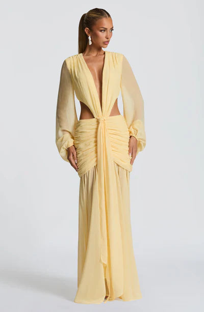 Vestido Longo Manga Comprida em Tule Modern Kyra
