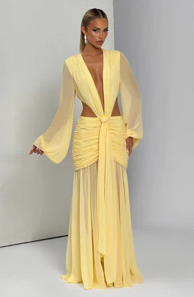 Vestido Longo Manga Comprida em Tule Modern Kyra