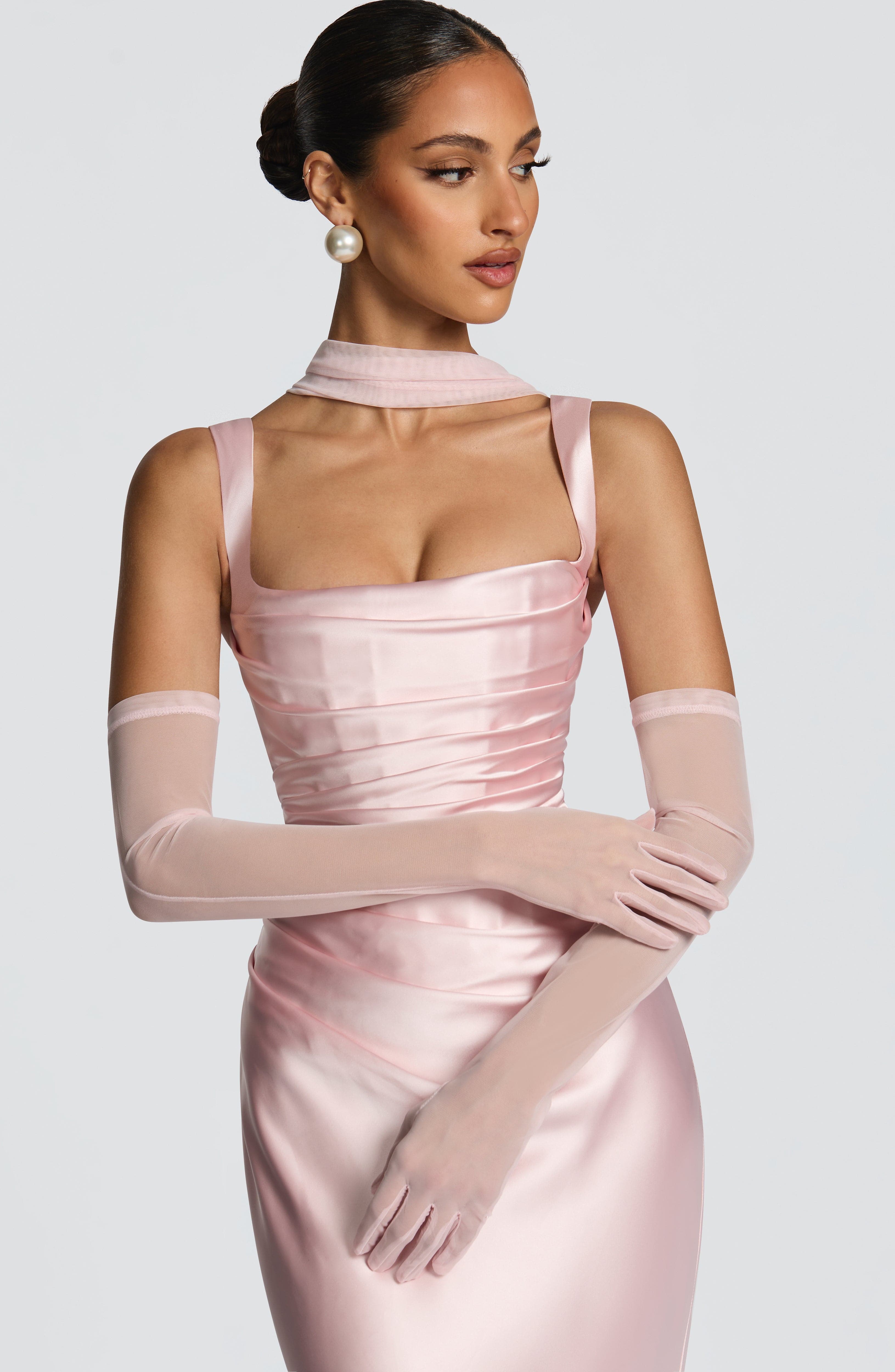 Vestido Longo de Cetim com Lenço Modern Viena