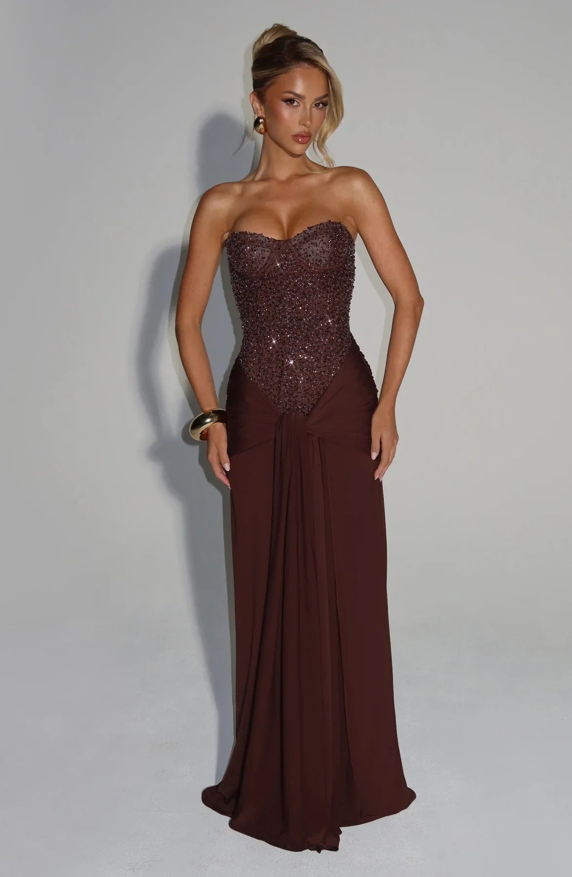 Vestido Longo Corselet de Paetê Modern Dálya