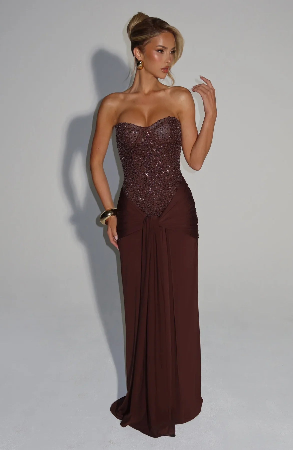 Vestido Longo Corselet de Paetê Modern Dálya