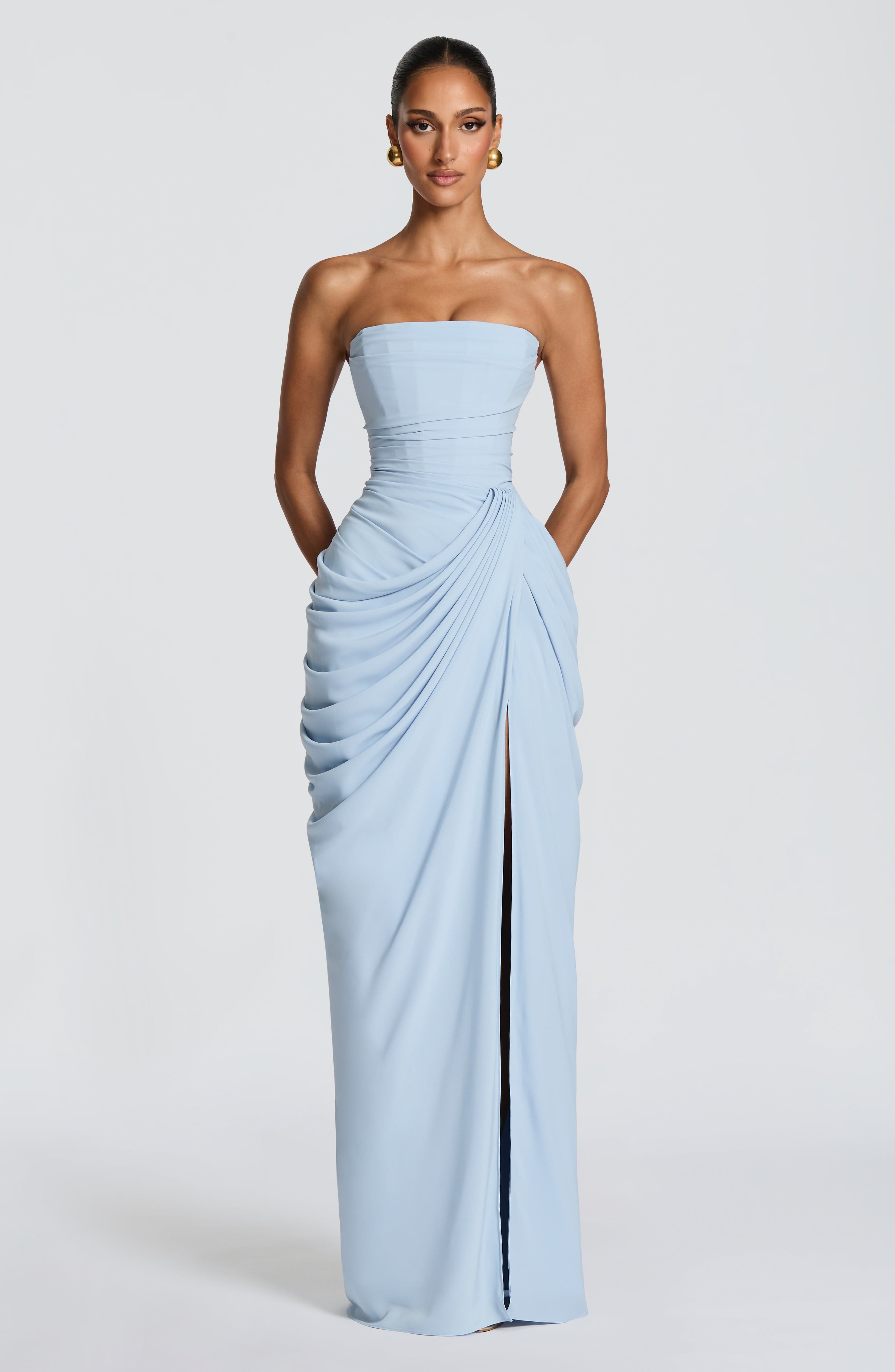 Vestido Longo sem Alças com Fenda Modern Cyra
