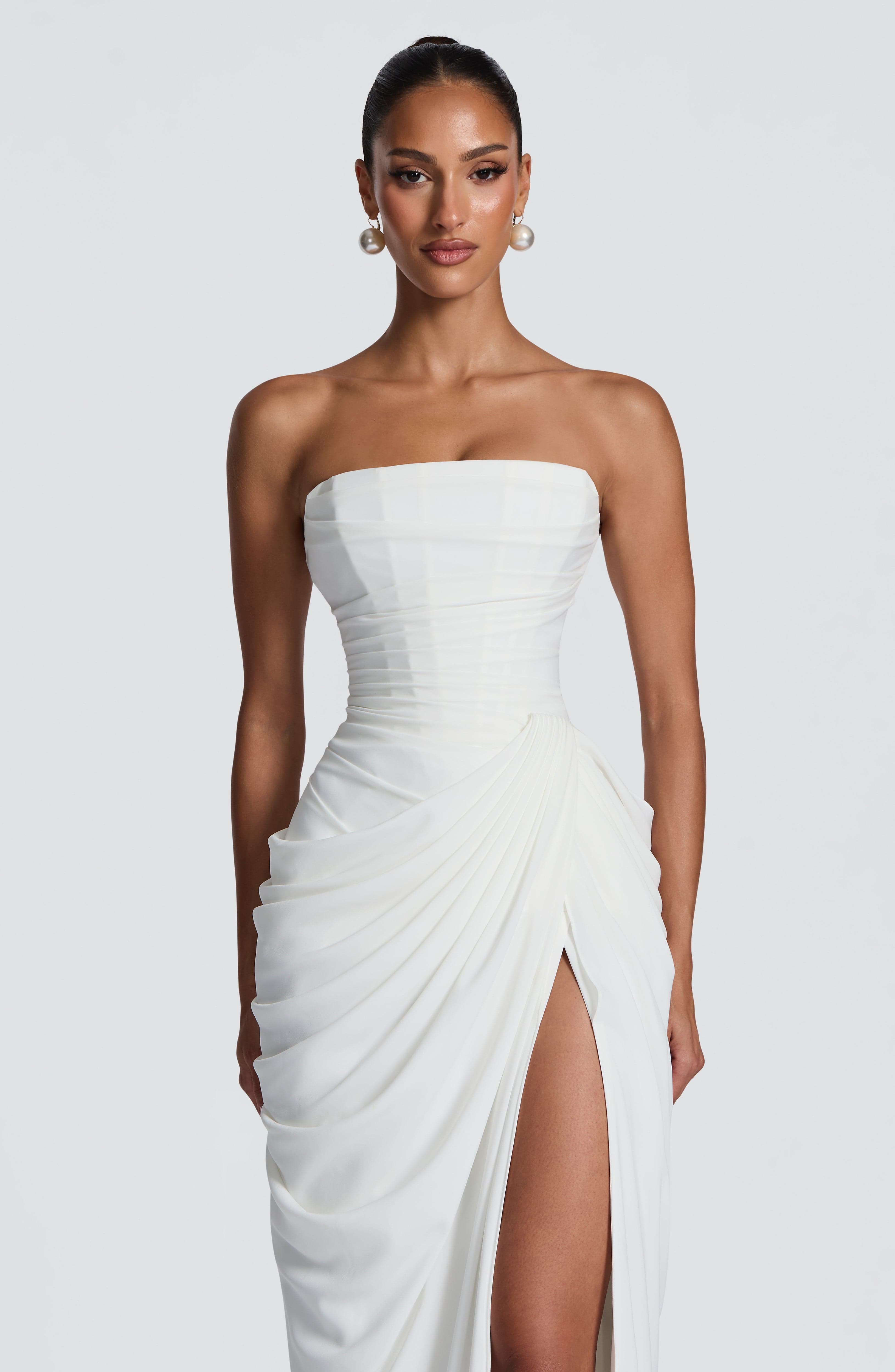Vestido Longo sem Alças com Fenda Modern Cyra
