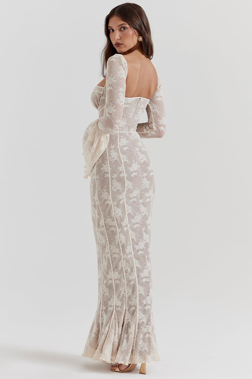 Vestido Longo de Tule Rendado Modern Elise - GOLDEN ERA