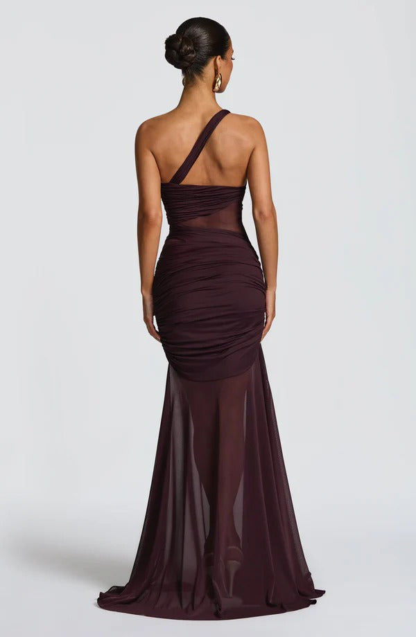 Vestido Longo Drapeado com Tule Modern Marianne