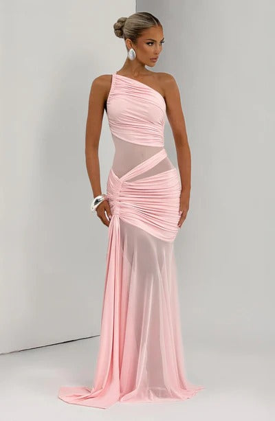 Vestido Longo Drapeado com Tule Modern Marianne