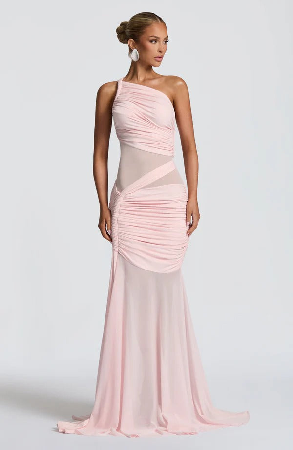 Vestido Longo Drapeado com Tule Modern Marianne