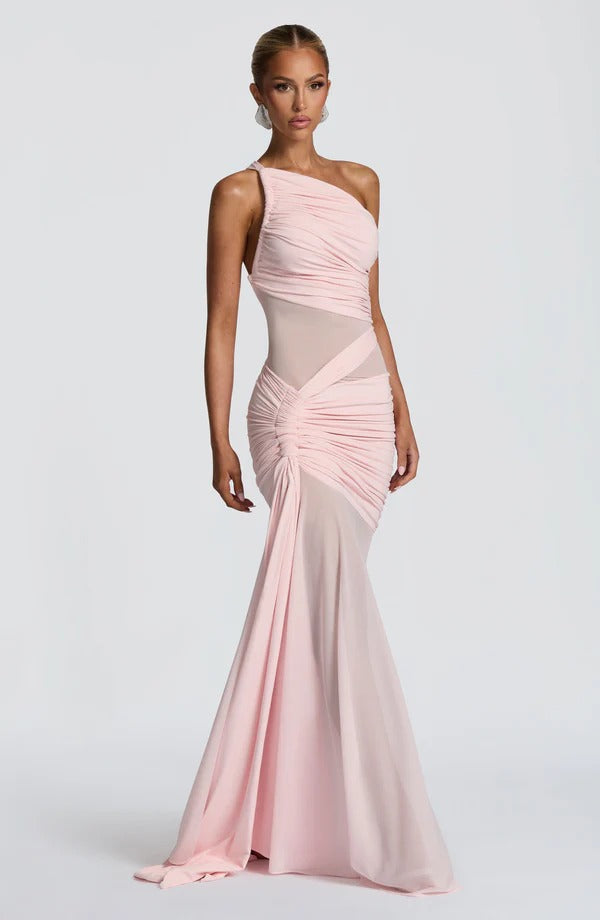 Vestido Longo Drapeado com Tule Modern Marianne