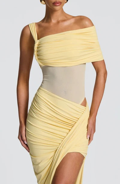 Vestido Longo Assimétrico com Fenda Modern Azurae