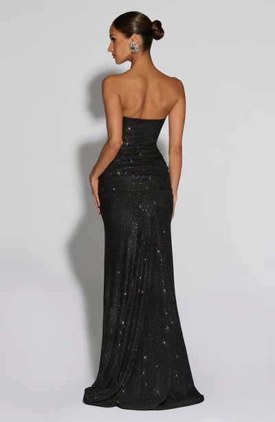 Vestido Longo de Brilho com Tule Modern Agnes