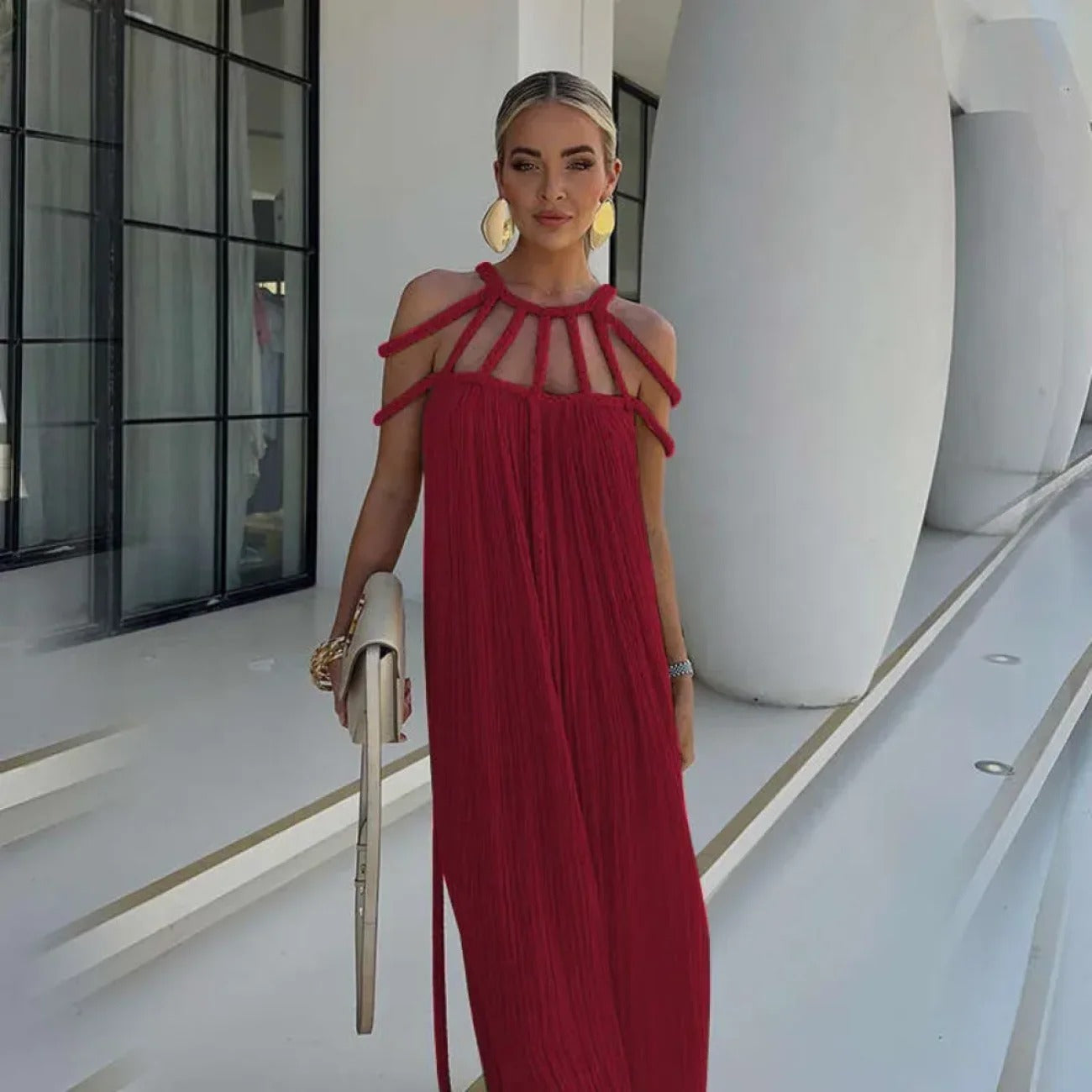 Vestido Longo com Tiras Trançadas Modern Helen