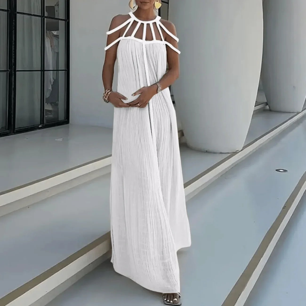 Vestido Longo com Tiras Trançadas Modern Helen