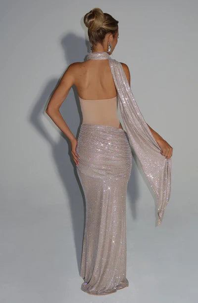 Vestido Longo Sem Alças Brilhante Modern Siren